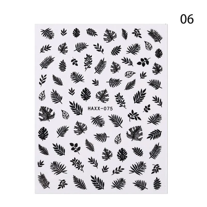 1 Sheet Leaves Geometry 3D Nail Art Stickers Sliders Mandala Flowers Leaf Adhesive Nail Decals Foil Decoration Manicuring Wrap