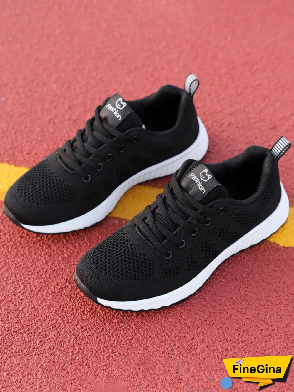 Contrasting Solid Color Breathable Mesh Casual Sneakers