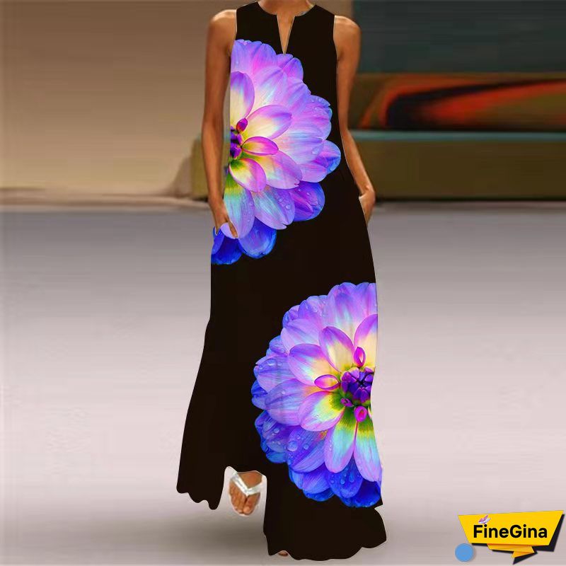 Tibetan Blue Sexy Print Bandage Patchwork Backless Halter Straight Dresses