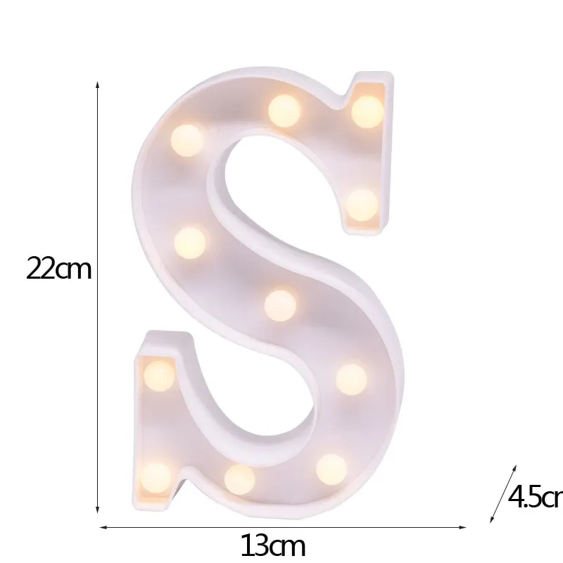 DIY LED Letter Night Light Creative 26 English Alphabet Number Battery Lamp Romantic Wedding Party Decoration