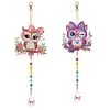 2Pcs 5D DIY Diamond Painting Sun Catcher Crystal Painting Ornaments (Owl)