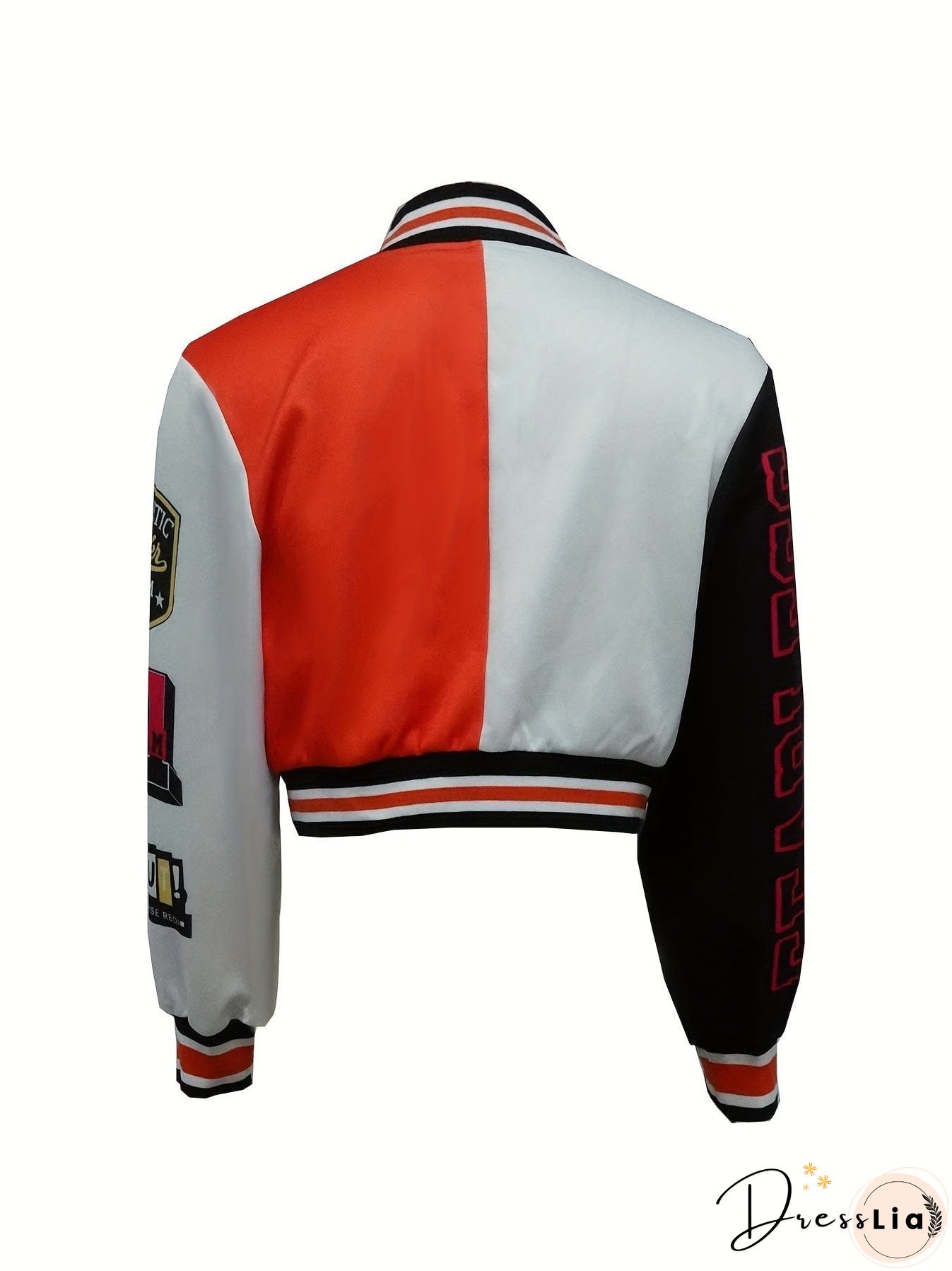 Casual Varsity Stylish Letter Print Button Front Jacket