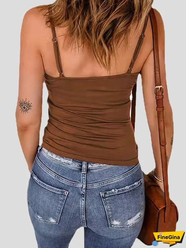 Women's Tank Tops Hot Diamond Chest Cross Sling Sleeveless Tank Top