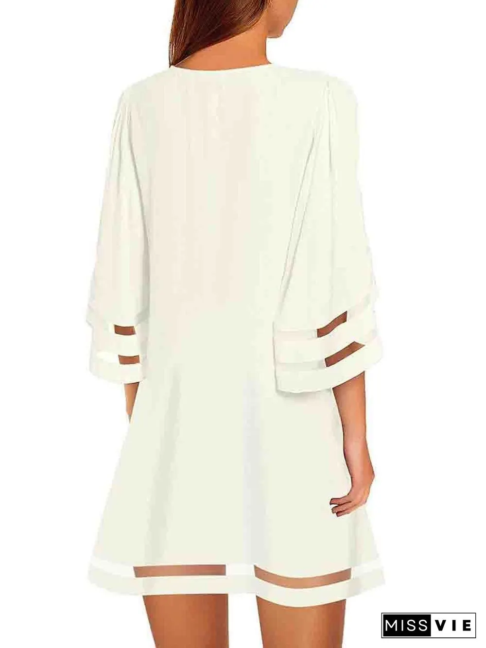 Mesh Stitching Half Sleeve Mini Dress (3 Colors) P13451