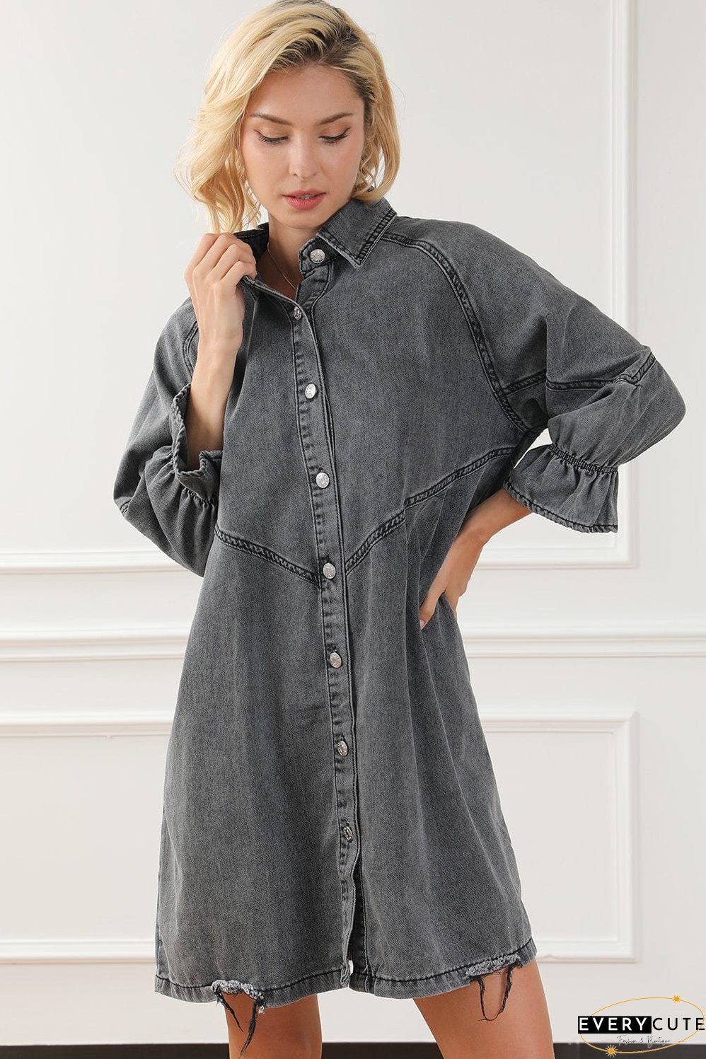 Drop Shoulder Denim Dress