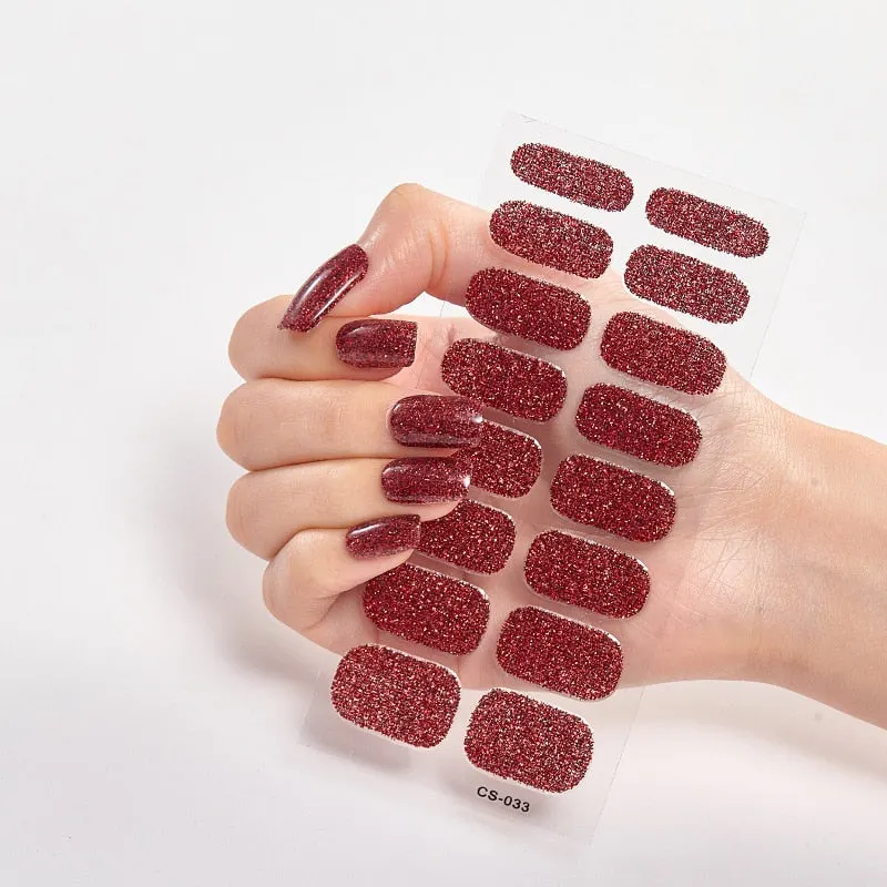 Nails Art Decoration Glitter Series Powder Sequins Decals Plain Stickers Nails Sticker Designer Nail Strips Women Nail Designs