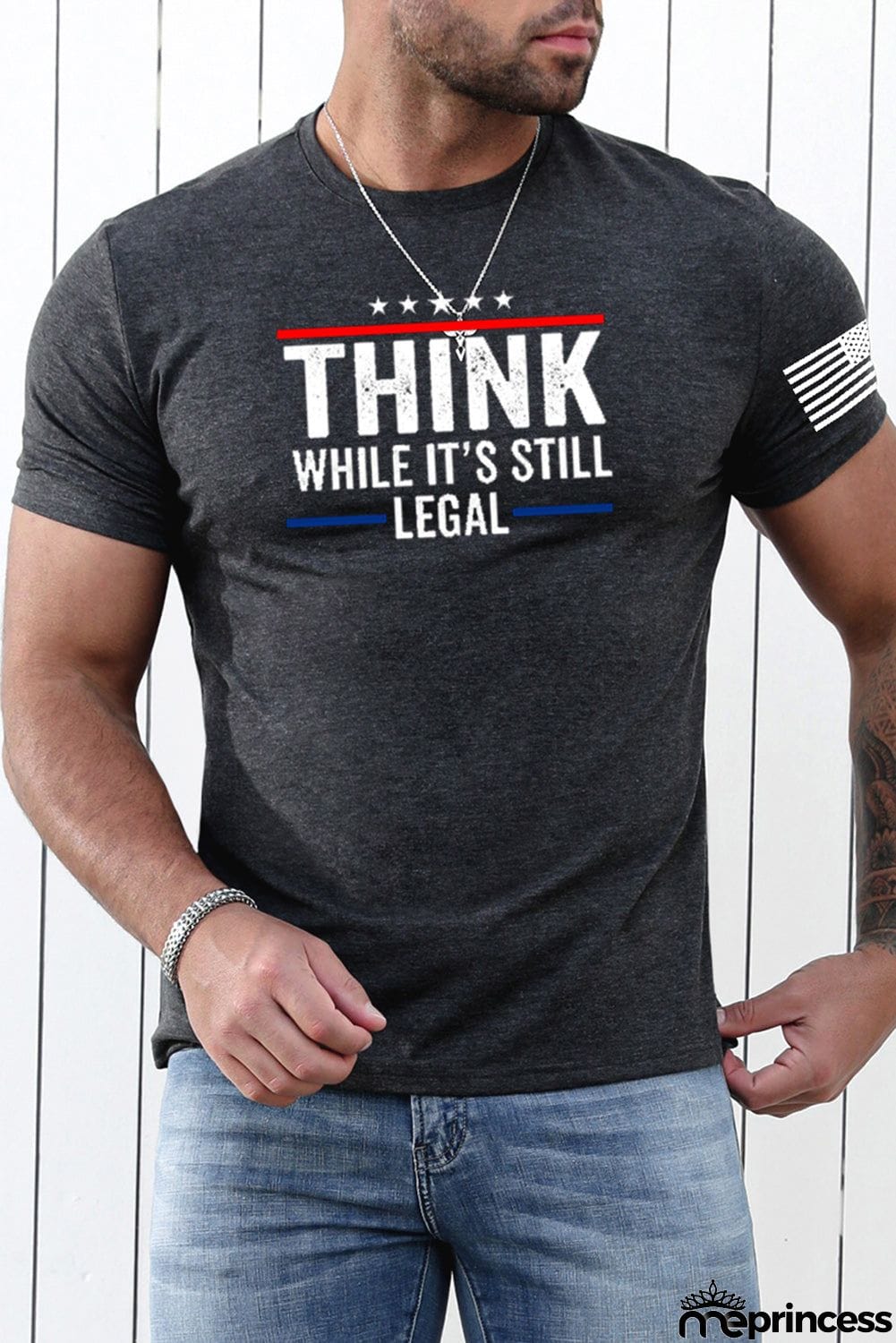USA Flag Print Men's Tee