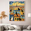 Van Gogh Cat-11CT Stamped Cross Stitch 40*55cm/15.75*21.65in