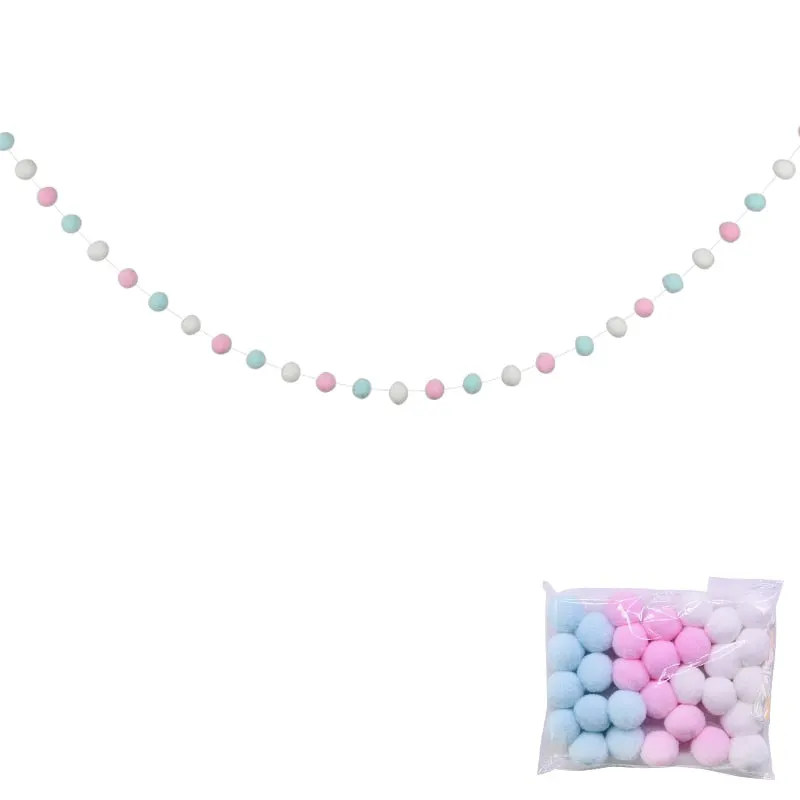 2.5Meter Colorful Pompom Pendant Garland Ins Nordic Series Wool Felt Ball String DIY Handmade Nursery Children Room Decor