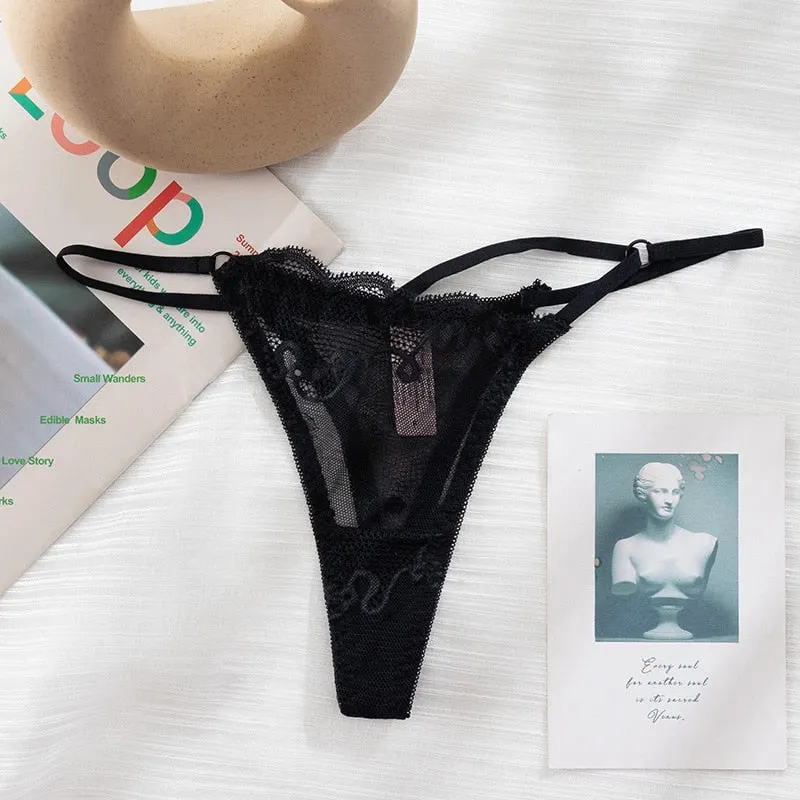 European Style Thong Sexy Lace Panties Fashion Hollow Out Comfort T-String Low Waist Seamless Underpants Female Sexy Lingerie