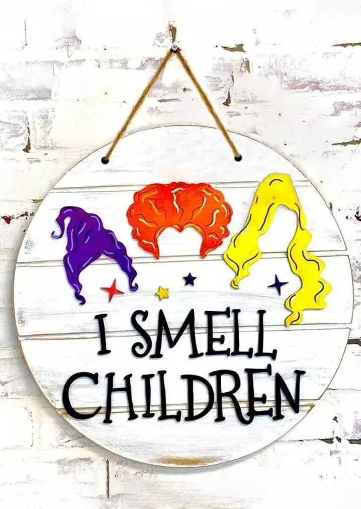Halloween I Smell Children Wooden Hanging Sign Ornament