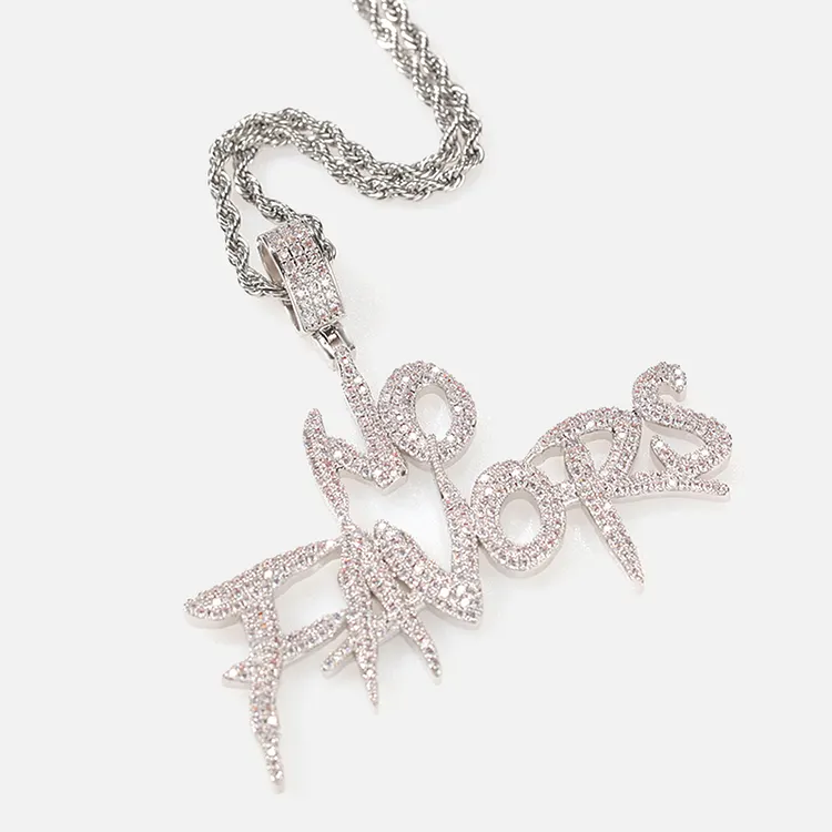 Iced NO FAVORS Letters Pendants Hip Hop Bling Bling Necklaces For Women And Men