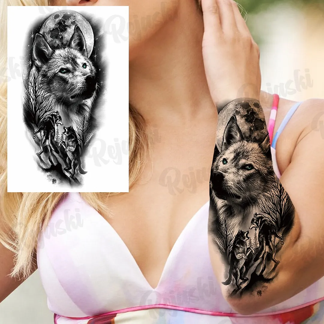 Sdrawing Thorns Temporary Tattoos For Adults Men Realistic Totem Maori Lion Compass Flower Tiger Fake Tattoo StickerArm Tatoos DIY