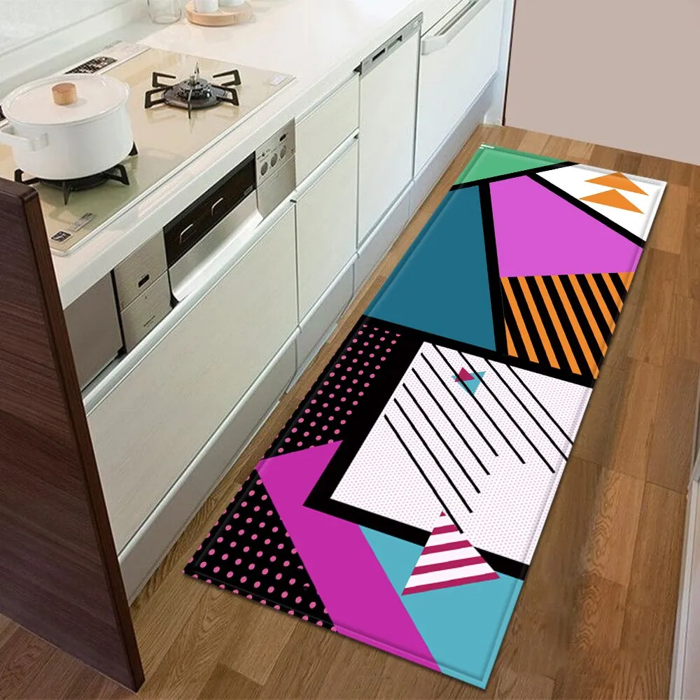 Kitchen Mat Bedroom Entrance Doormat 3D Geometric Pattern Home Floor Decoration Living Room Carpet Bathroom Non-Slip Rug