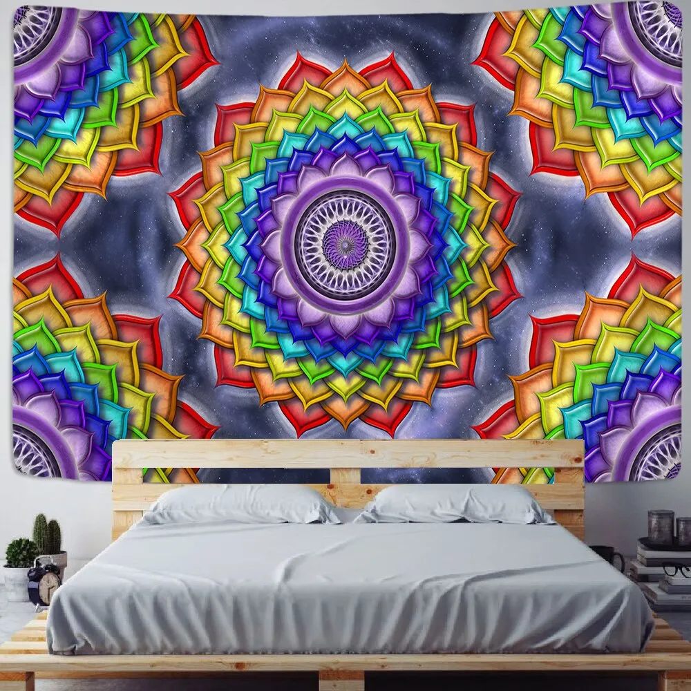 Colorful Wall Hanging Tapestries Indian Mandala Tapestry Hippie Chakra Tapestry Boho Decor Wall Cloth Yoga Mats Bohemian Fabric