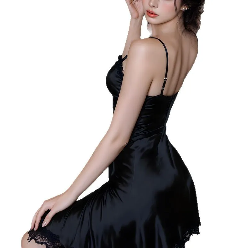 Brownm Spring And Summer New Private Lace Sexy Pajamas Female Ribbon Slings Slings Tempting Tempting Home Clothes Pure Desire