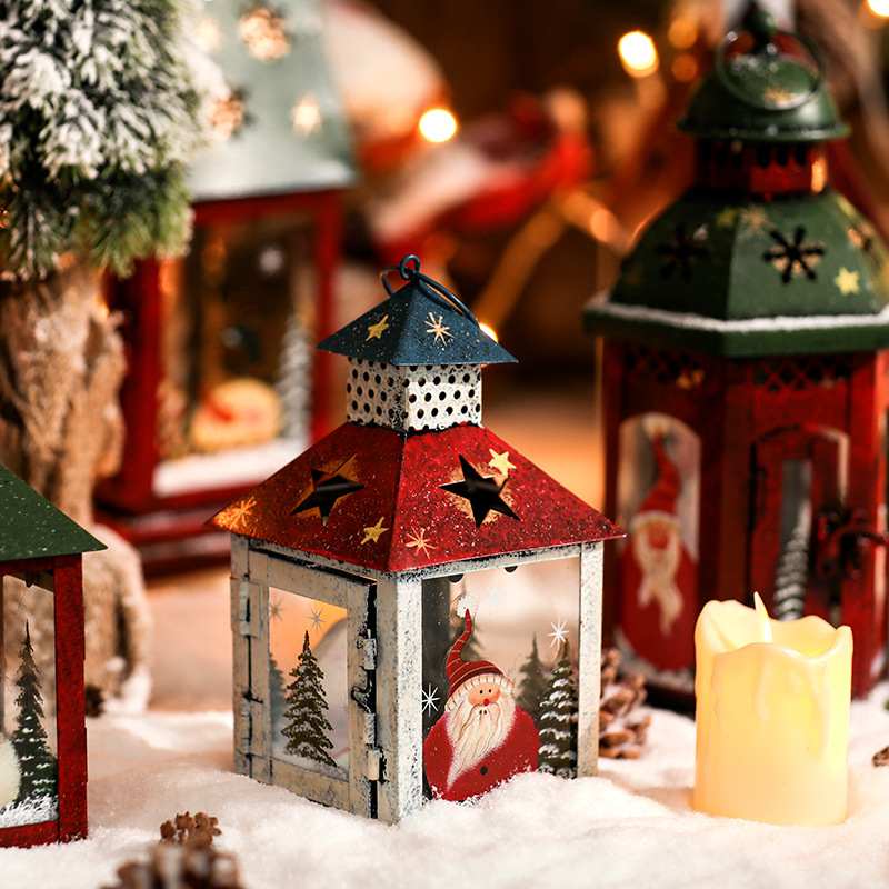 Nordic Vintage Iron Candle Holder Lantern-Christmas Decorations for Home