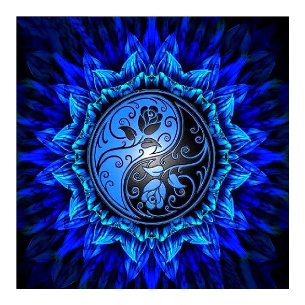 Blue Mandala-Paint by Numbers-16"x16"/40x40cm