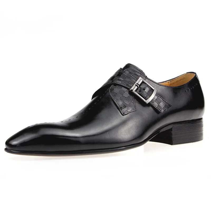 VCSHOES Men Shoes Formal Men's Social Male Oxford For Wedding Office Shoes Genuine Leather Zapatillas Pointed Toe Men Brogue