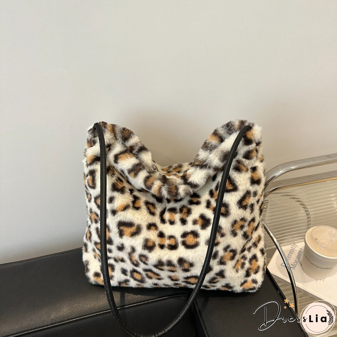 Leopard Furry Shoulder Bag