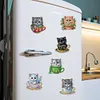 (US Local)6PCS  Xmas DIY Crystal Refrigerator Magnetic for Home Decor (Cup Cat)