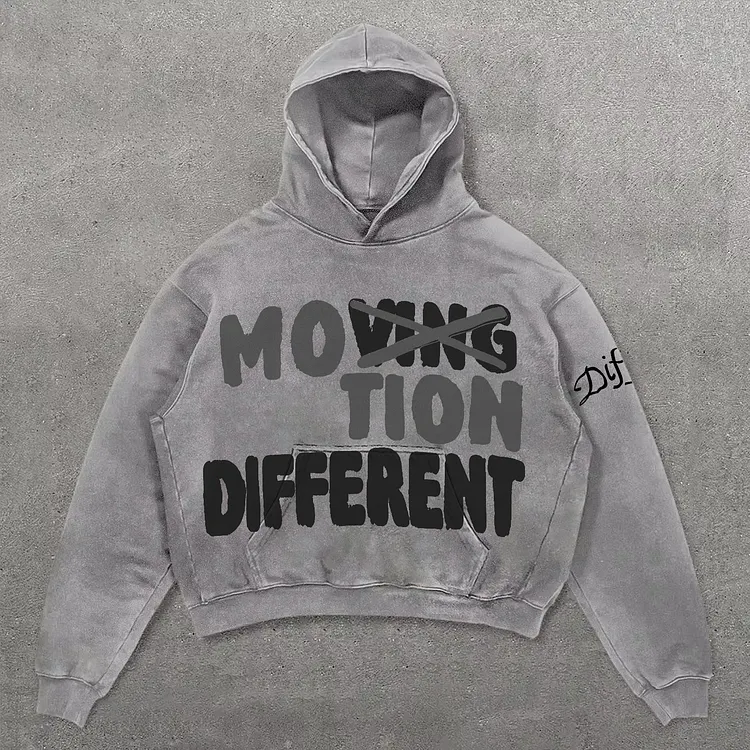 Vintage Personalized Motion Different Graphic Acid Washed Oversized Hoodie