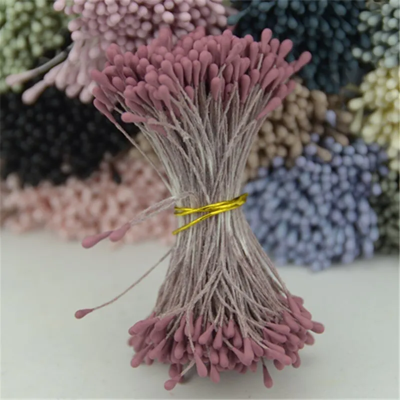 400pcs 1mm Retro Matte Double Heads Mini Flower Stamen Pistil Wedding Decoration DIY Fake Christmas Scrapbooking Gift box craft