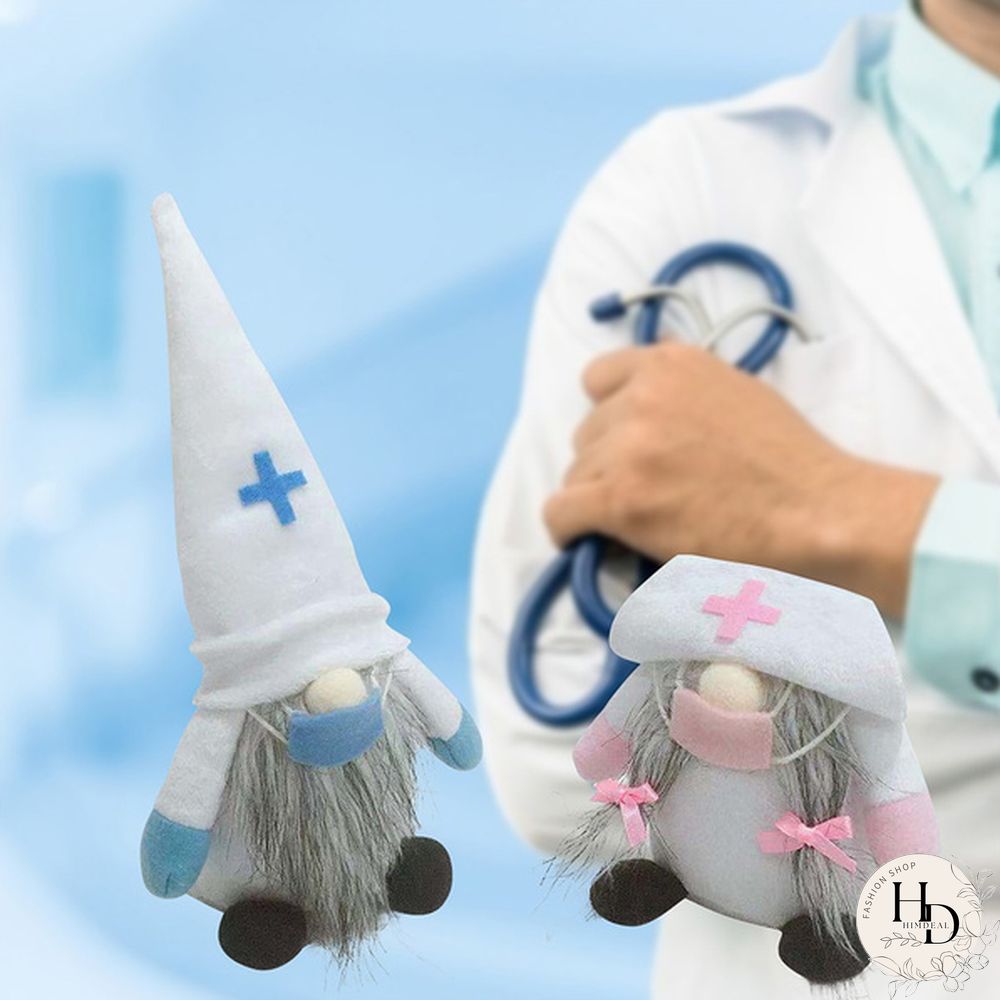 Cute Doctor Nurse Dwarf Doll Ornaments Gnome Handmade Elf Home Farmhouse Kitchen Decor Festive Party Shelf Tiered Tray Decorations Supplies Qee