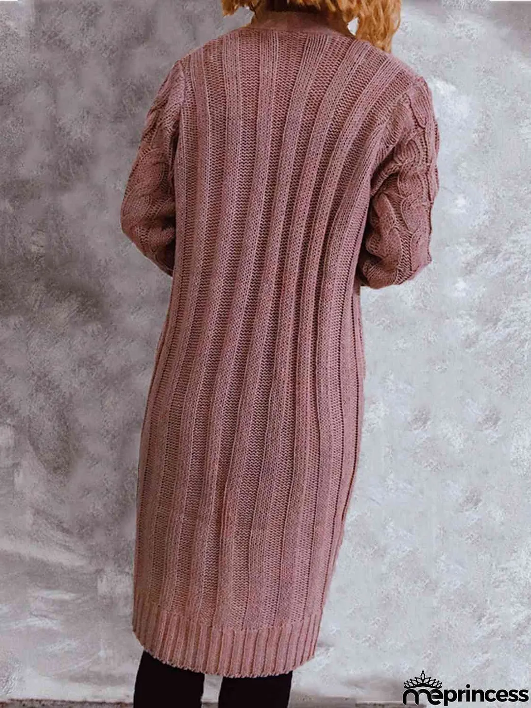 Button Up Cable-Knit Cardigan with Pockets