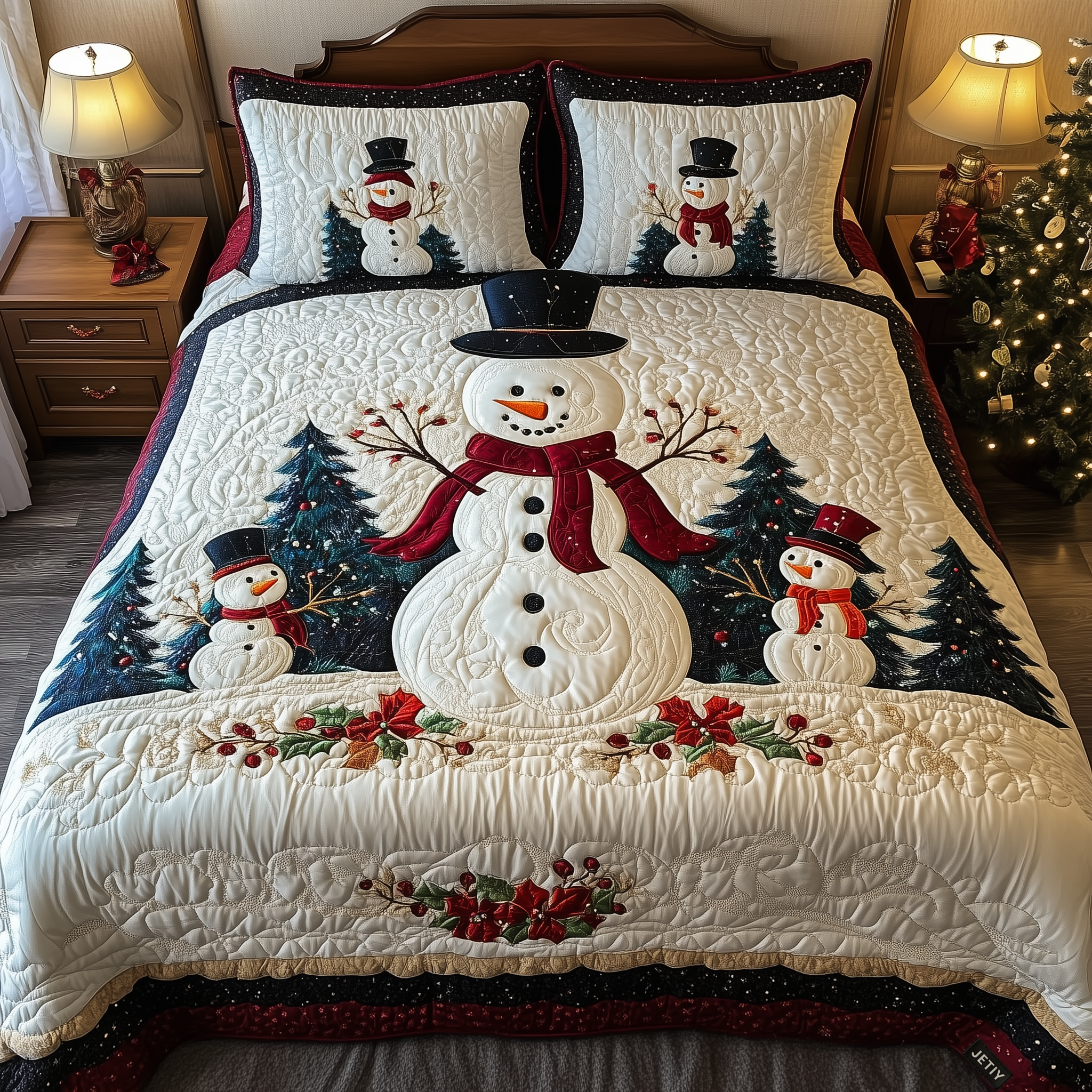 Frosty Friends 3-Piece Printed Quilted Bedding Set NCU0DK2167