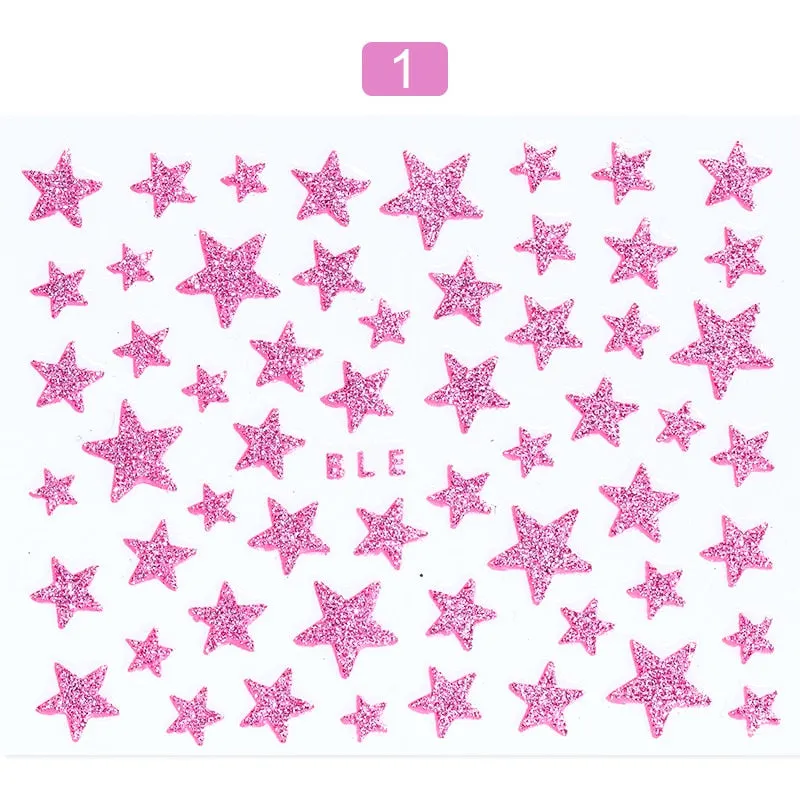 1 Sheet Butterfly Stars Series Nail Sticker Flower Leaves Slider Transfer Nail Decals Decoration Nail Art DIY Accessories-Nail Inspo