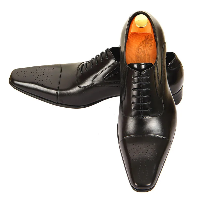 high quality mens leather dress shoes Midnight Black Oxford – Classic Men's Leather Dress Shoes. – HolloMen main image 0