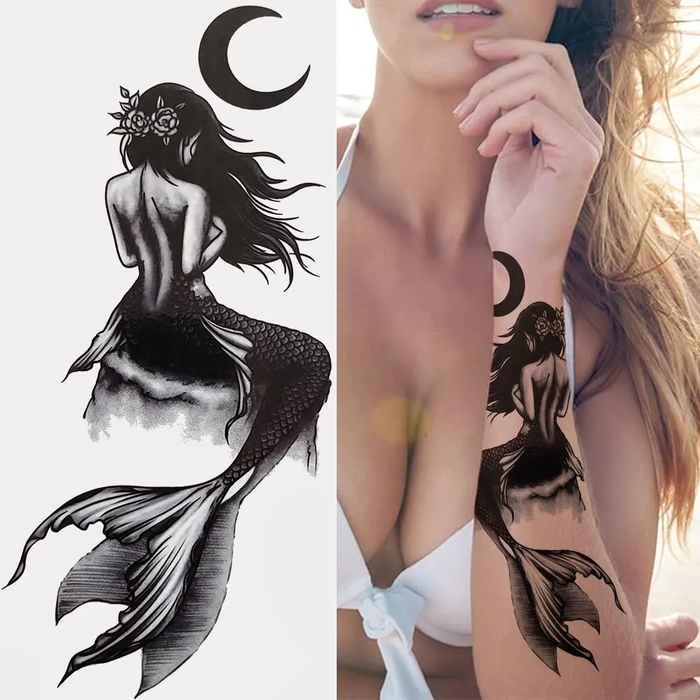 Lily Chains Flower Temporary Tattoos For Women Girl Black Butterfly Dream Catcher Tattoo Sticker Fake Rose Sexy Tatoos Back Body 1108