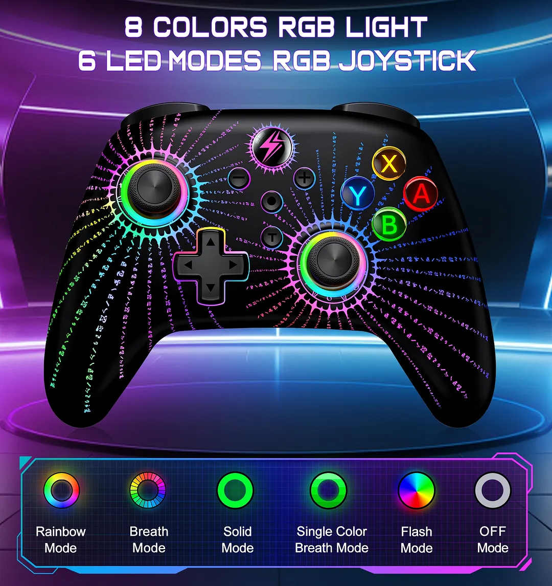 Switch Pro Controller for Nintendo Switch Controller/Switch Lite/OLED/Android/IOS/Windows PC, DinoFire Wireless Switch Controllers with Programmable, TURBO & Wakeup