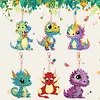5PCS DIY Diamond Painting Double Sided Colorful Dinosaur Keychain Kit