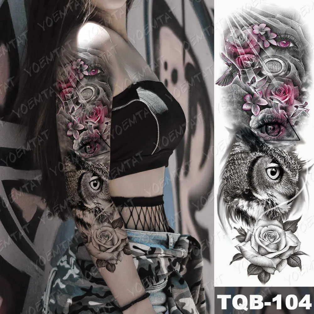 Large Arm Sleeve Tattoo Japan Samurai Waterproof Temporary Tatto Sticker Geisha Waist Leg Body Art Full Fake Tatoo Women Men