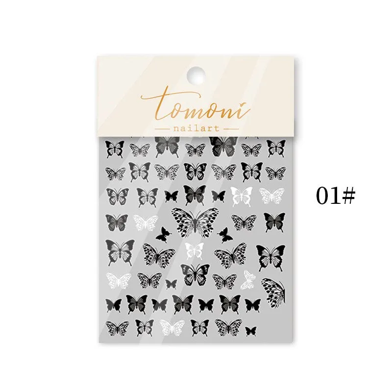 5d Nail Sticker Rainbow Flower DIY Cute White Flower Nail Decals Manicures For Design Sticker Self Adhesive Transfer Foil Decor