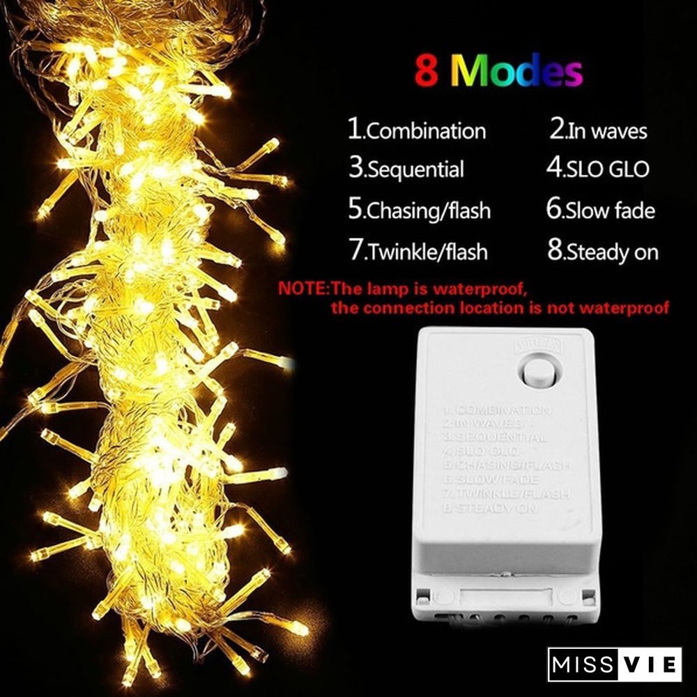 New Droop Curtain Icicle String Light 100LED 10M Christmas/Wedding/Party Decoration Lights Garland AC 110V 220V Outdoor Waterproof Led Lamp 4 Colors