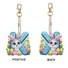 (US Local)PET Double Sided Special Shaped Easter Alphabet DIY Diamond Painting Keychain