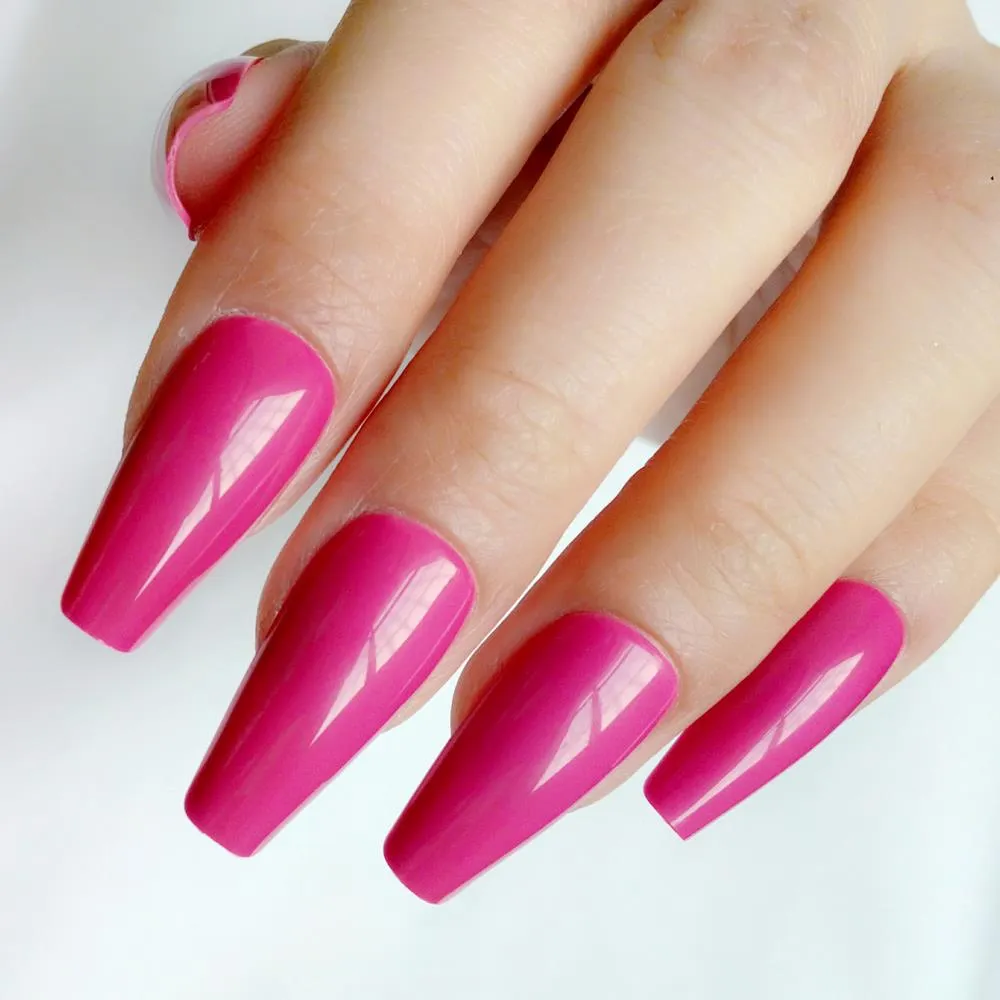 24Pcs Glossy Black Long Stiletto Fake Nail Ballerina Coffin False Nails For Design DIY Full Cover Lady Finger Tips Manicure Tool-Nail Inspo