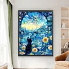 Black Cat Under The Starry Sky-11CT Stamped Cross Stitch 50*65cm/19.69*25.59in (Big Size)