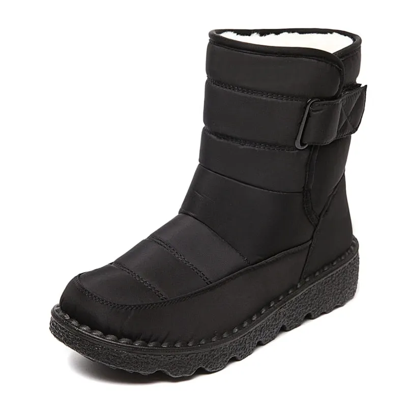 2021 New Winter High-top Plush Boots Water Proof Hook & Loop Plus Velvet Women's Shoes Long Tube Outdoor Snow Boots