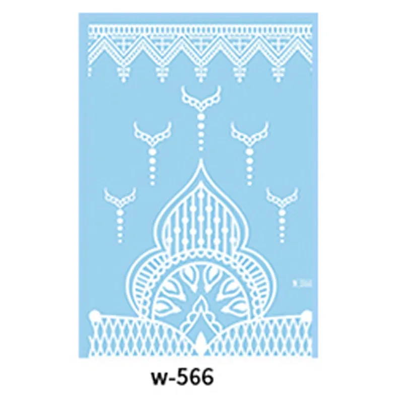 Sexy Henna Mehndi Tattoo White Lace Necklace Flower Water Transfer Temporary Tatoo Sticker Body Art Waterproof for Wedding Beach