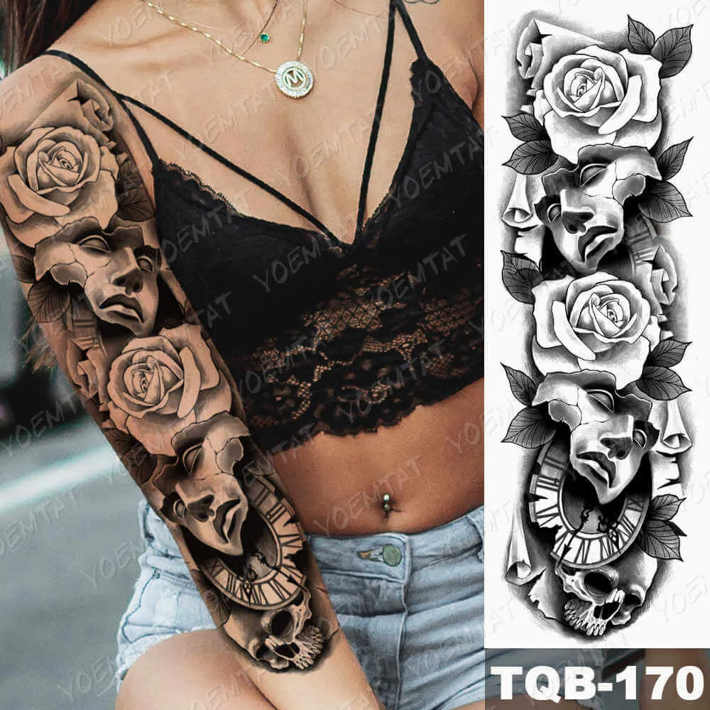 Large Arm Sleeve Tattoo Japan Samurai Waterproof Temporary Tatto Sticker Geisha Waist Leg Body Art Full Fake Tatoo Women Men