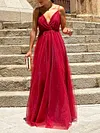 Shiny Gauze Backless Condole Belt Maxi Dress