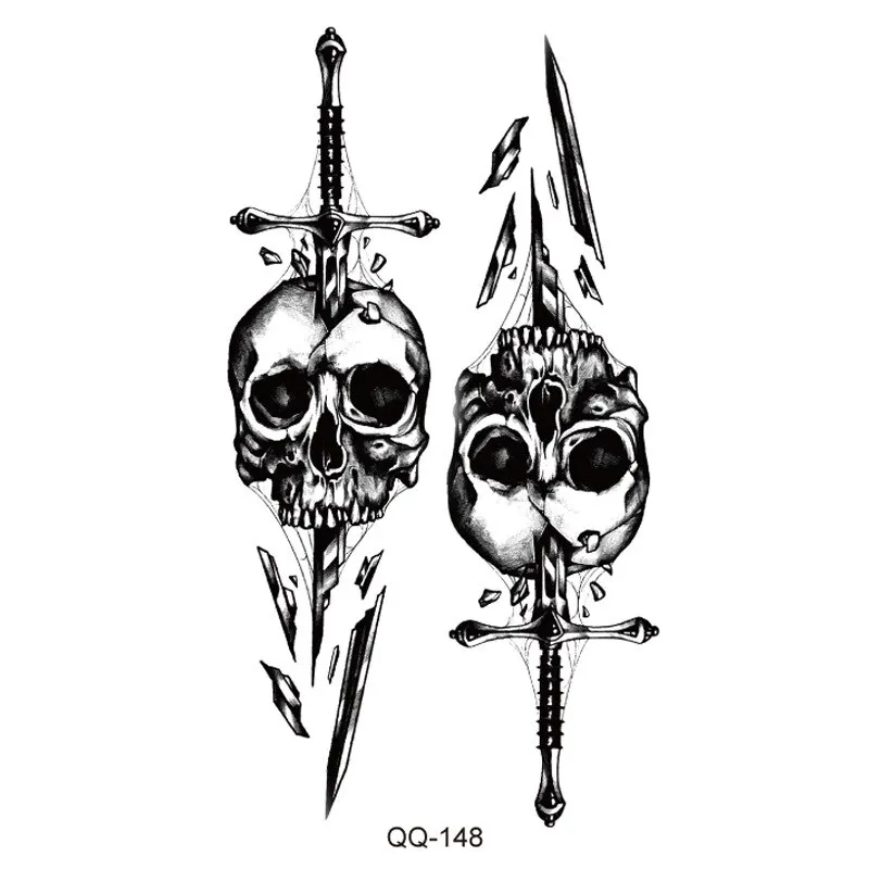 Sdrawing Temporary Tattoo Stickers Butterfly Snake Rose Flower Gun Dark Flash Small Women Body Art Wrist Neck Fake Tattoos Men