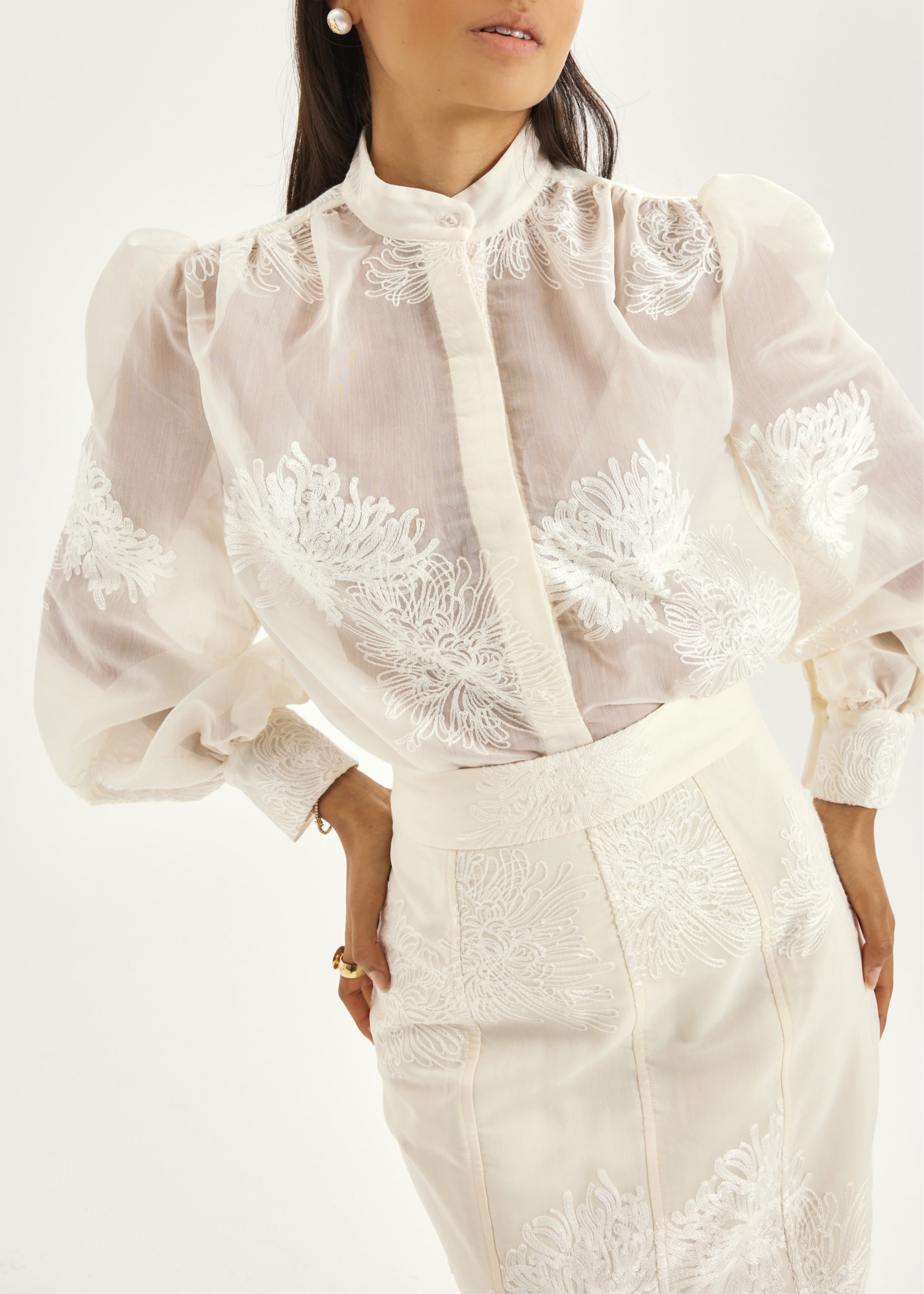 Sophia Embroidered Blouse | French Vanilla