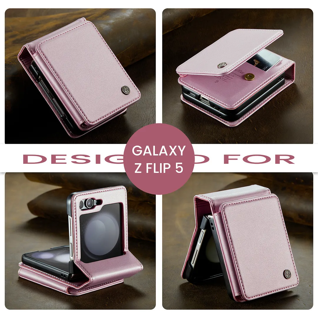Suitable for Samsung Z Flip series mobile phone case multi-function anti-theft card slot leather case integrated anti-fall protective cover