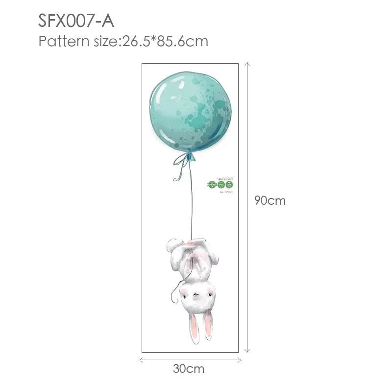 Animal Cartoon Wall Stickers For Kids Rooms Balloon Bunny Decorative 3D Wall Stickers For Children Rooms Large Kids Wall Decals