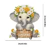 Wooden Special Shape Elephant 2 Hooks Diamond Painting Hook Rail for Home Decor